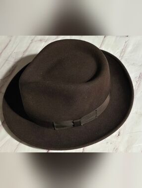 Classic Dark Brown Wool Fedora Hat